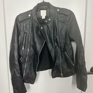 H&M / women’s black leather jacket / size 0